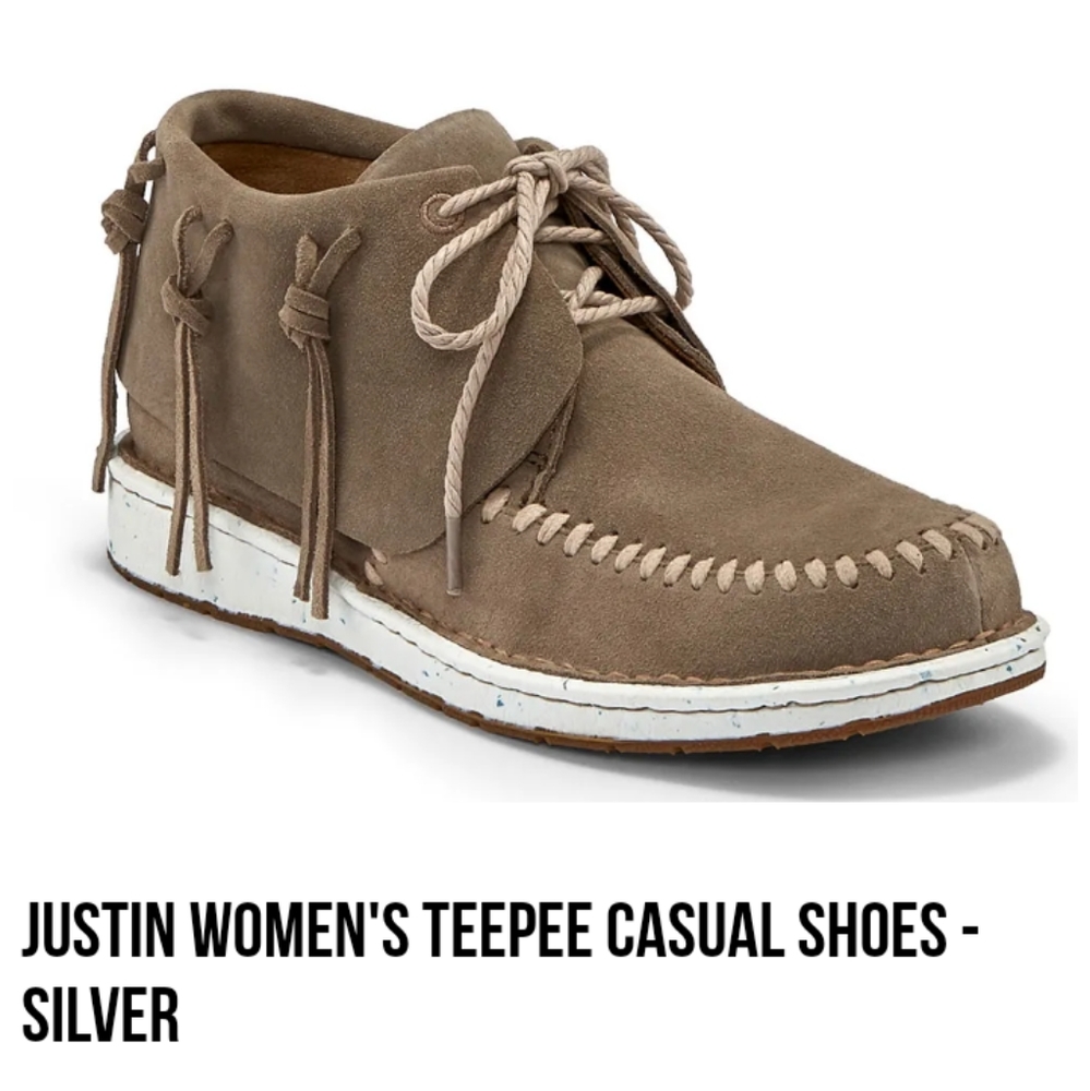 New women's Justin Moccasin cow suede sz 10m